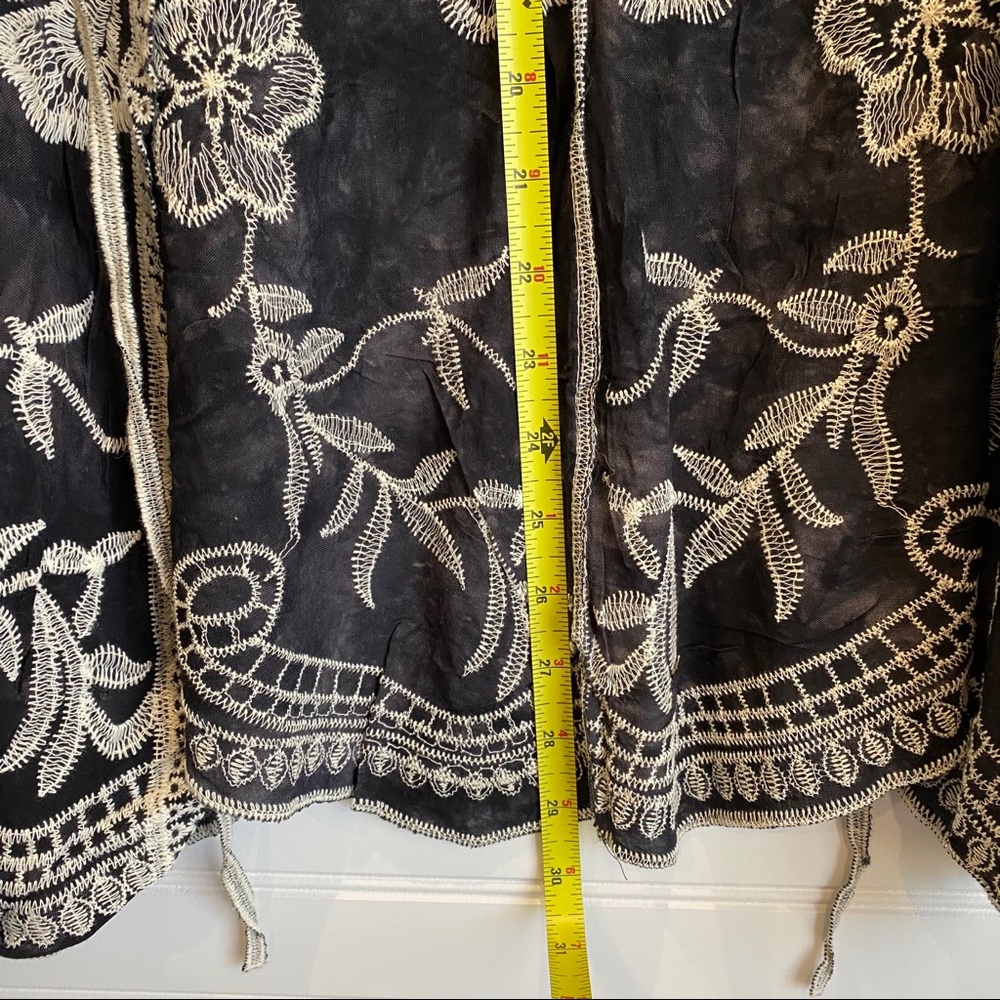 Bohemian tie dye embroidery kimono black - Picture 3 of 8